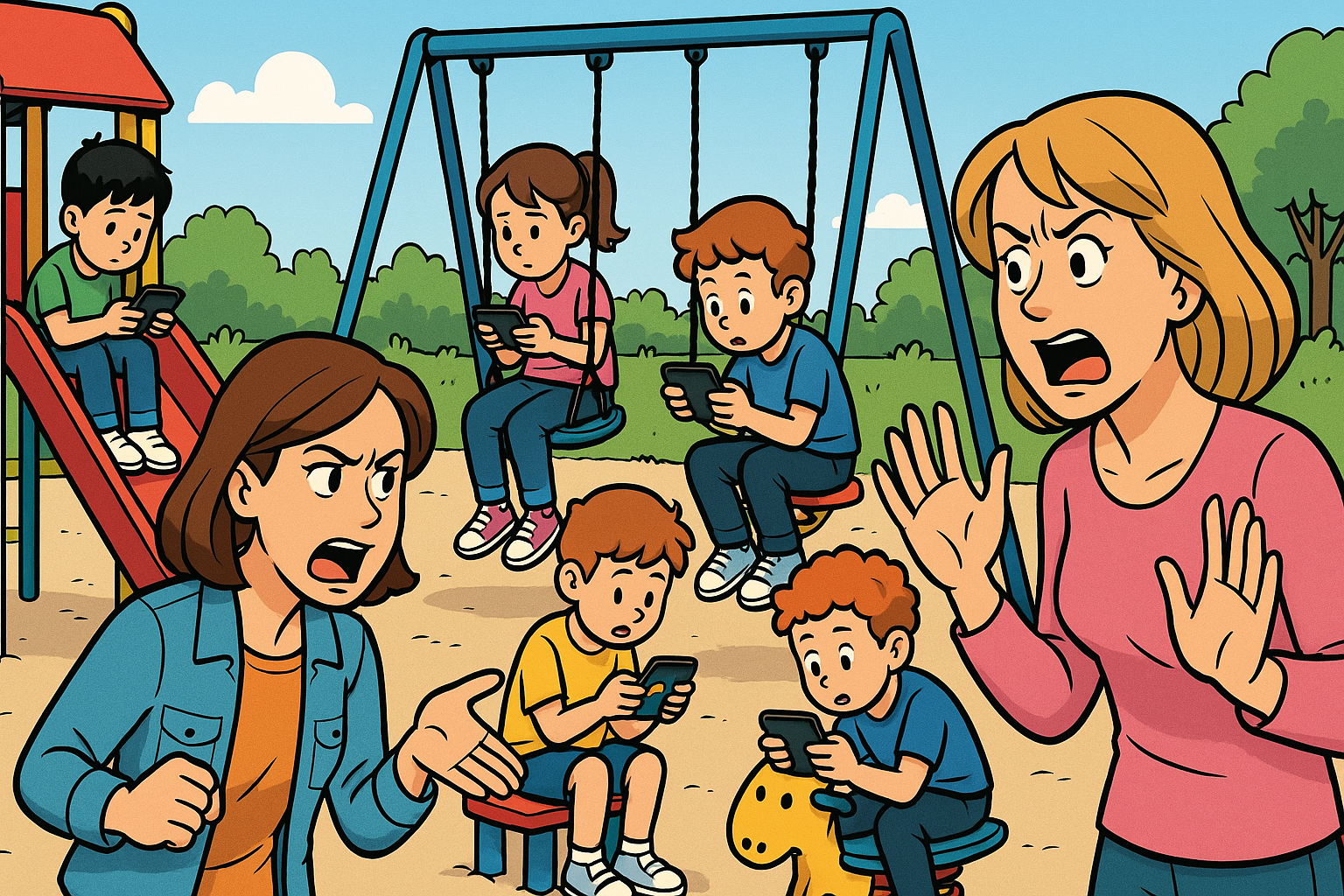 Smartphone-Spiel auf dem Spielplatz
